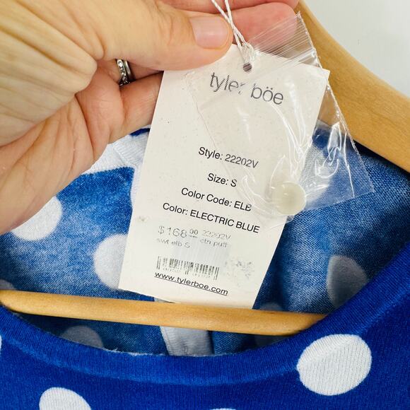 Tyler Böe NWT Purple Polka Dot Knit Top Long Sleeve Size Small - Picture 4 of 10